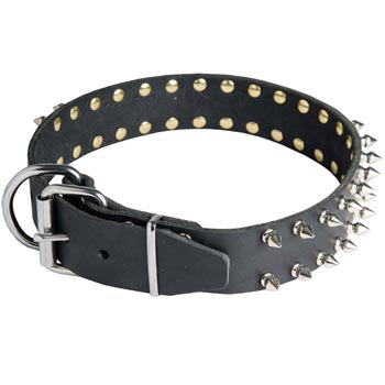 Spiked Leather Dog Collar for American Bulldog Fashion Walking