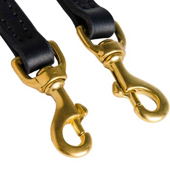 Leather Leash for American Bulldog with Rust Resistant Snap Hooks