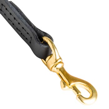 American Bulldog Leather Leash with Massive Gold-like Snap Hook