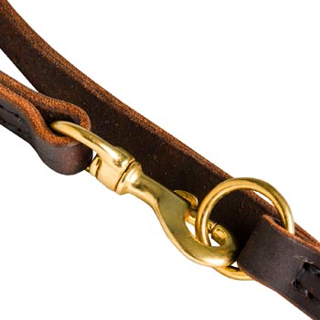 American Bulldog Leather Leash with Brass Snap Hook and O-ring