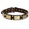 Leather American Bulldog Collar with Studs and Plates