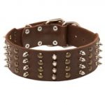 Extra Wide Leather Spiked and Studded American Bulldog Collar