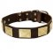 Handcrafted Leather American Bulldog Collar With Vintage Massive Plates