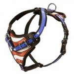 American Flag Painted Leather American Bulldog Harness for Agitation Training