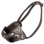 Barbed Wire Painted Leather American Bulldog Muzzle for Training