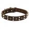 Leather American Bulldog Collar With Studs and Pyramids