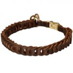 American Bulldog Choke Leather Collar Braided
