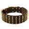 Wide Spiked Leather American Bulldog Collar