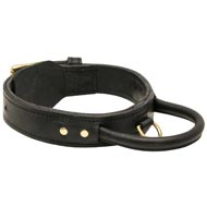 Extra Durable Leather American Bulldog Collar with Handle for Attack Training