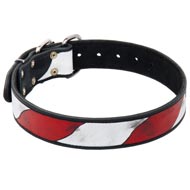 American Bulldog Leather Collar With Handcrafted American Flag Painting