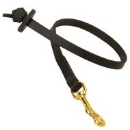 Short Leather American Bulldog Leash with Round Handle