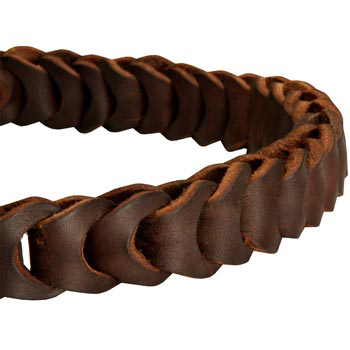 American Bulldog Leather Choke Collar Braided 
