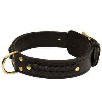 Braided American Bulldog Leather Dog Collar 