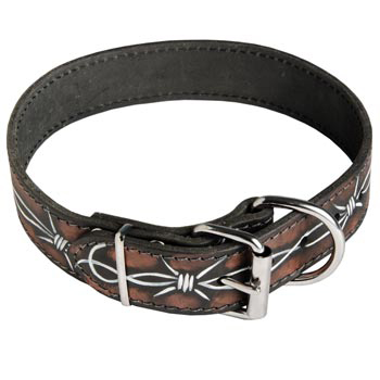 Training Leather Dog Collar with Fancy Painting for American Bulldog