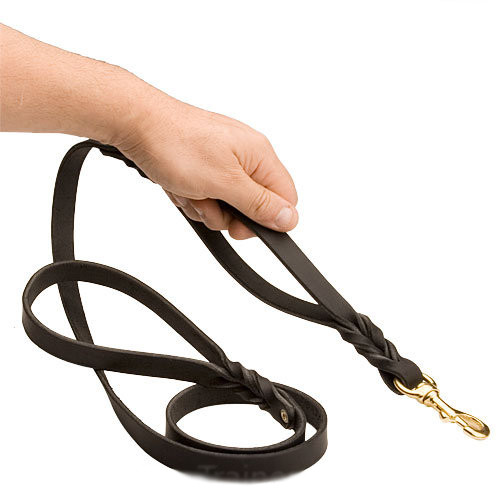 American Bulldog Leather Leash With Additional Handle