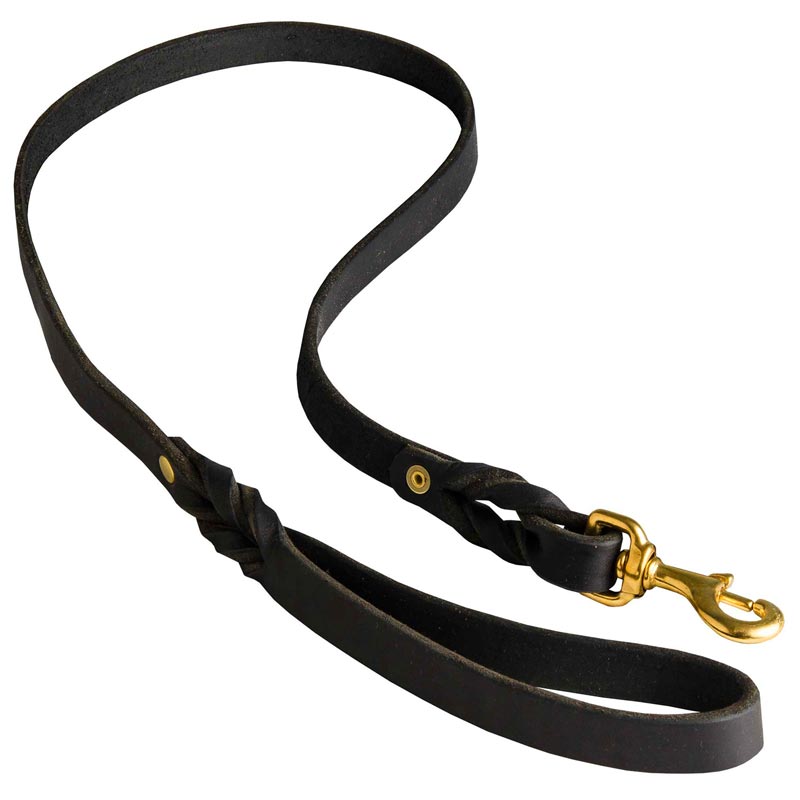 Walking Training Leather American Bulldog Leash Braided