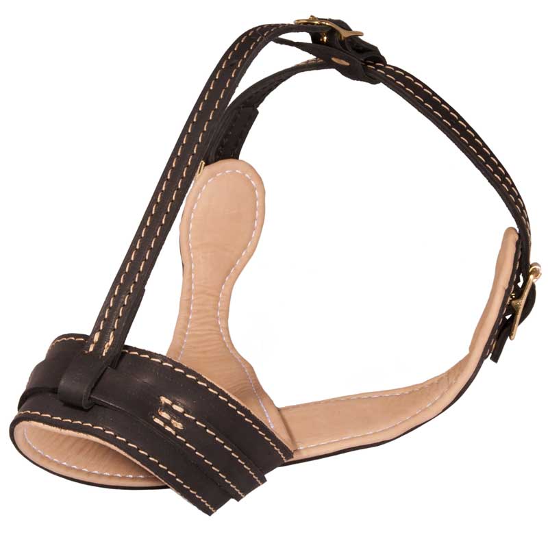 Royal Anti-Barking Leather American Bulldog Muzzle with Nappa Leather Lining