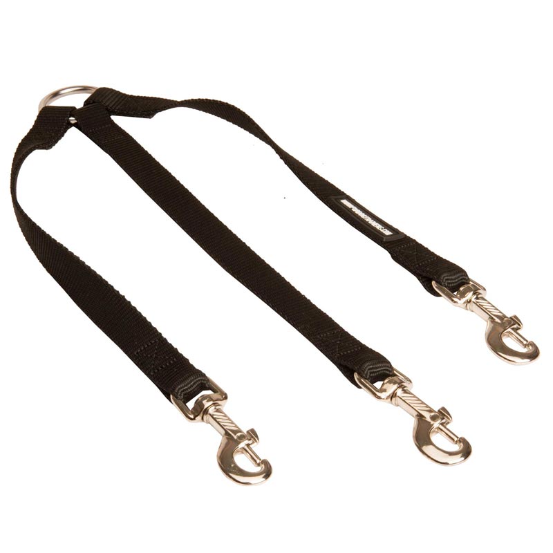 Triple Nylon American Bulldog Leash Coupler for Walking 3 Dogs at a Time - Click Image to Close