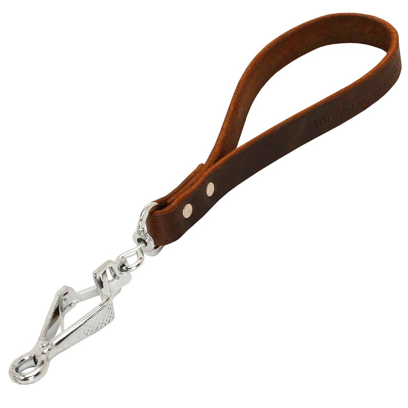 Short Leather American Bulldog Leash with or without Support Material