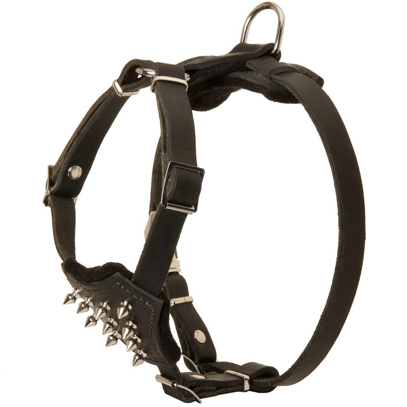 Durable Spiked Leather Puppy American Bulldog Harness