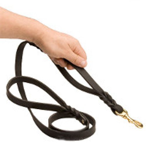American Bulldog Leather Leash with Comfortable Handle