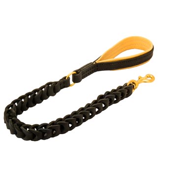 Leather American Bulldog Leash with Brass Snap Hook and O-ring