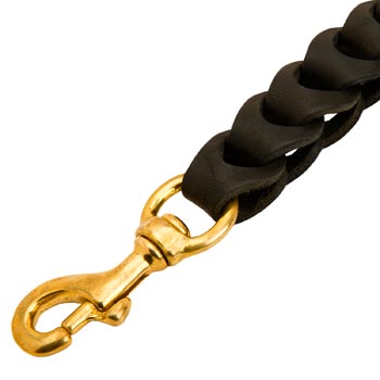 Braided American Bulldog Leather Leash with Gold-like Snap Hook
