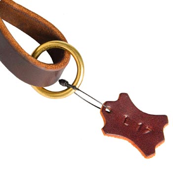 Leather Pull Tab for American Bulldog with O-ring for Leash Attachment