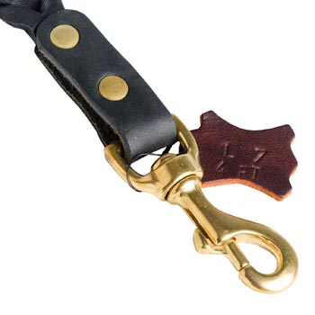 Solid Snap Hook Hand Riveted to the Leather American Bulldog Leash