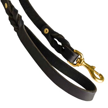 Dog Leash Leather with Snap Hook Brass-Made for American Bulldog