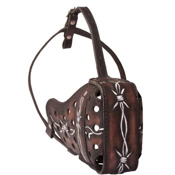 Hand Painted Leather American Bulldog Muzzle for Dog Training